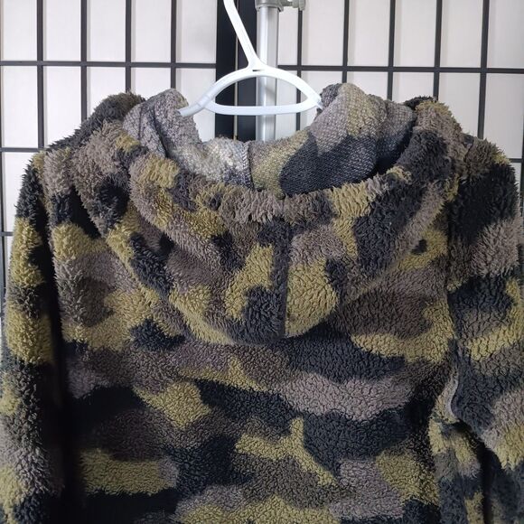 NOBO BOUNDARIES Women's Fuzzy Camo Pullover Hoodie w/ Side Pickets L(11-13) - Picture 7 of 7